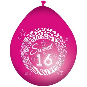 16x Roze sweet 16 leeftijd ballonnen
