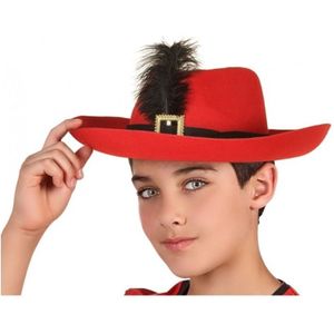 Rode musketier verkleed hoed voor kinderen
