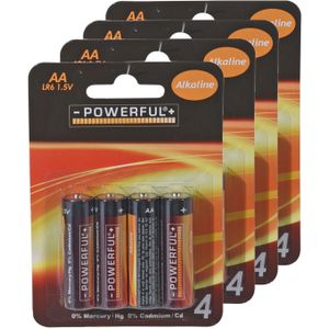Powerful Batterijen Penlite - AA type - 16x stuks - Alkaline