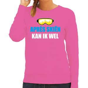 Apres ski sweater/trui voor dames - apres skien kan ik wel - roze - wintersport - skien
