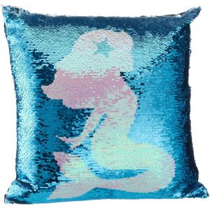 Sierkussen Zeemeermin Blauw 40 X 40 cm met Pailletten