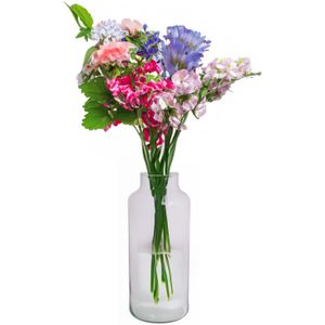 Glazen melkbus bloemen vaas/vazen smalle hals 15 x 35 cm - Transparante bloemenvazen van glas