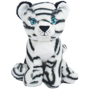 Knuffeldier Tijger Samuel - zachte pluche stof - dieren knuffels - wit - 23 cm