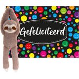 Keel toys - Cadeaukaart Gefeliciteerd met knuffeldier luiaard 50 cm