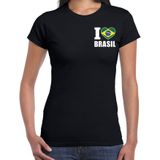 I love Brasil t-shirt Brazilie zwart op borst voor dames