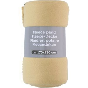 Polyester fleece deken/dekentje/plaid 170 x 130 cm licht geel