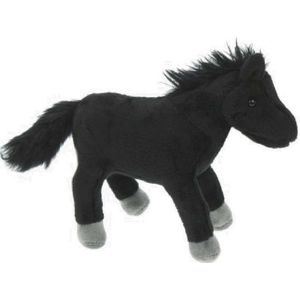 Pluche zwarte paarden knuffel 25 cm - Paarden knuffels - Speelgoed voor kinderen