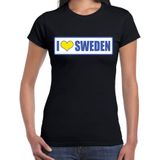 I love Sweden / Zweden landen t-shirt zwart dames