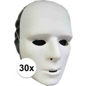 30x Witte grimeer maskers van plastic