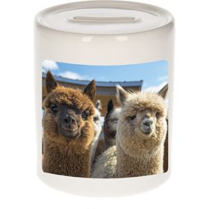 Dieren foto spaarpot alpaca 9 cm - alpacas spaarpotten jongens en meisjes
