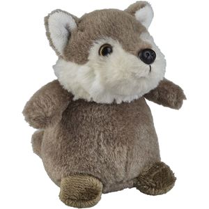 Pluche knuffel dieren Grijze wolf 12 cm