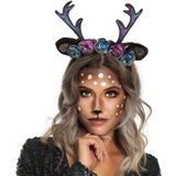 Carnaval verkleed Tiara/diadeem - 2x - hert/rendier gewei - dames/meisjes - Fantasy/elfjes thema