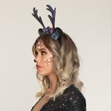 Carnaval verkleed Tiara/diadeem - 2x - hert/rendier gewei - dames/meisjes - Fantasy/elfjes thema