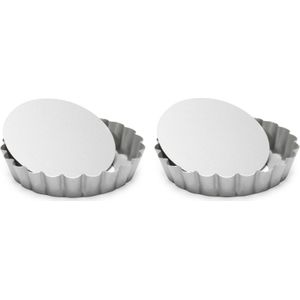 Set van 3x stuks ronde mini taart/quiche bakvormen zilver 10 cm