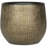 Plantenpot/bloempot in een strakke Modern design look metaal goud Dia 15 cm en Hoogte 13 cm