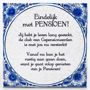 Delfts blauwe teksttegel pensioen (cadeaus & gadgets) | € 7 bij Bellatio.nl  | beslist.nl