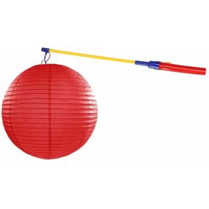 Rode lampion 35 cm met lampionstokje