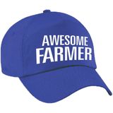 Awesome farmer pet / cap blauw voor volwassenen