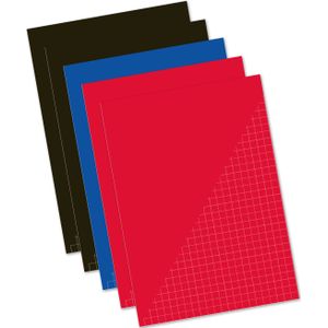 Pakket van 5x stuks schoolschriften A4 ruitjes/wiskunde gekleurd