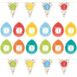 Leeftijd verjaardag 1 jaar geworden feestpakket vlaggetjes/ballonnen