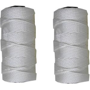 2x Bolletjes touw bouwlijn wit 50 meter  x 1,8 mm