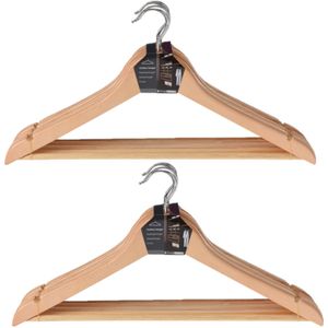 Set van 12x houten kledinghangers met broekstang
