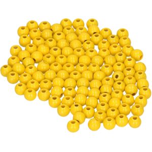 115x stuks gele houten kralen 6 mm