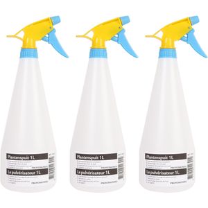 5x Plantenspuiten/waterspuiten 1 liter transparant/geel/blauw