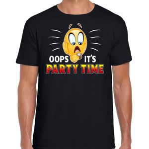 Funny emoticon t-shirt oops it is party time zwart voor heren -  Fun / cadeau - Foute party kleding