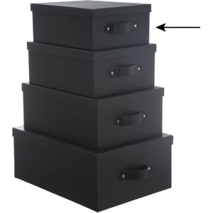 5Five Opbergdoos/box - 6x - zwart - L28 x B22 x H11 cm - Stevig karton - Industrialbox