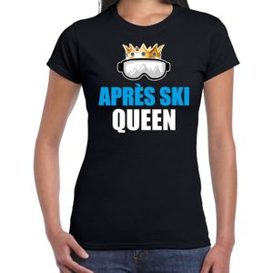 Apres ski t-shirt Apres ski Queen zwart  dames - Wintersport shirt - Foute apres ski outfit