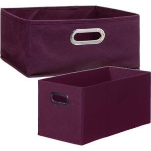 Set van 2x stuks opbergmanden/kastmanden 7 en 14 liter aubergine paars van linnen 31 cm