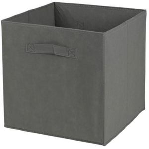 Opbergmand/kastmand Square Box - karton/kunststof - 29 liter - donker grijs - 31 x 31 x 31 cm