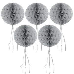 5x stuks decoratie honeycomb bol zilver 30 cm van papier