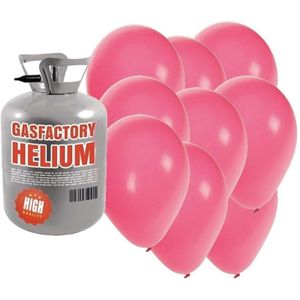 Helium tank met 30 roze ballonnen