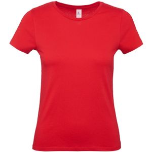 Set van 3x stuks rood basic t-shirts  met ronde hals voor dames van katoen, maat: L (40)