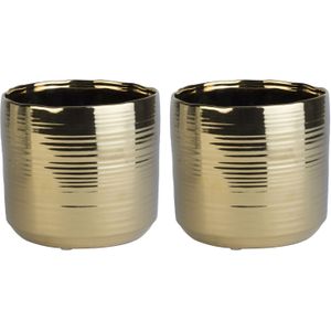 2x Gouden ronde plantenpotten/bloempotten Cerchio 16,5 cm keramiek