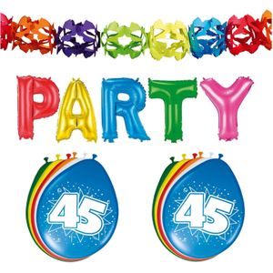 45 jaar verjaardag versiering pakket slinger/ballonnen/folie letters