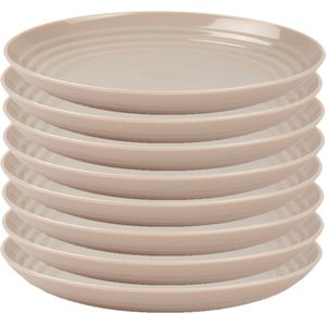 Rond bord/camping bord - 8x - D25 cm - beige - kunststof - onbreekbaar