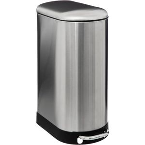 Prullenbak/pedaalemmer Ariane - zilver - rvs metaal - 30 liter - 42 x 25 x 62 cm - keuken