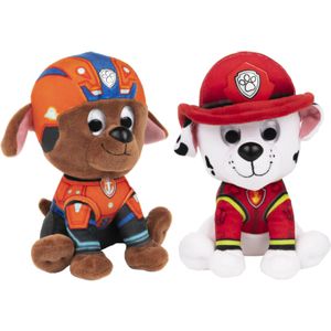 2x Stuks Paw Patrol Pluche Karakters Knuffels Marshall en Zuma 15 cm - De Bekende Honden Pups