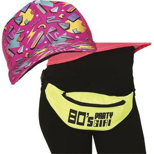 Foute 80s/90s party verkleed set - dames - retro pet en heuptasje - jaren 80/90 verkleed accessoires