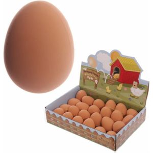 Nep stuiterend ei - 5x - rubber - bruin - 5 cm - stuiterbal fop eieren