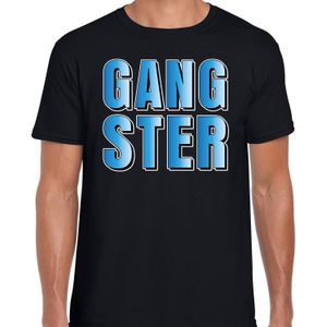 Gangster fun tekst t-shirt zwart heren