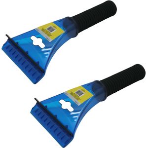 2x stuks kunststof ijskrabber/raamkrabber blauw met wisser 21 cm