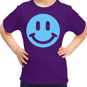 Verkleed T-shirt voor meisjes - smiley - paars - carnaval - feestkleding voor kinderen