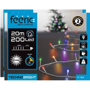 Kerstverlichting - 2x st - gekleurd - 20 meter - 200 led lampjes - transparant snoer - 8 functies