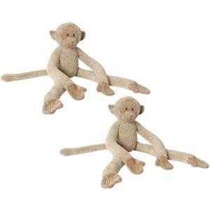 2x stuks happy Horse aapje knuffel beige 45 cm - Knuffels apen - knuffeldieren