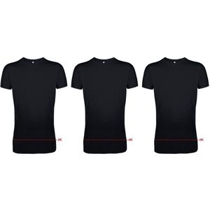Set van 3x stuks extra lang t-shirt zwart, maat: 3XL