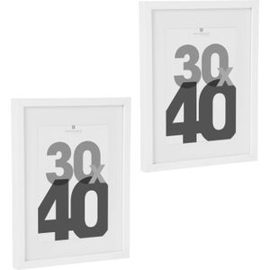 Fotolijstje voor een foto van 30 x 40 cm - 2x stuks - wit - foto frame Eva - modern/strak ontwerp